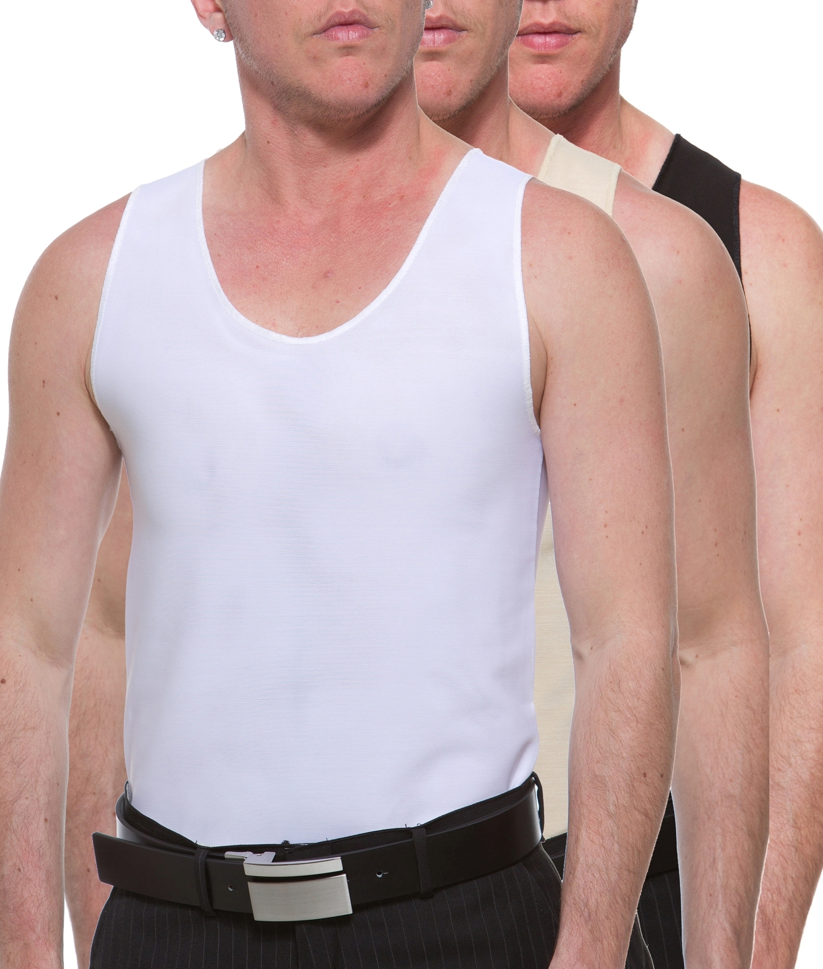 Underworks Ultimate Chest Binder Tank 3-Pack - White/Nude/Black - XS