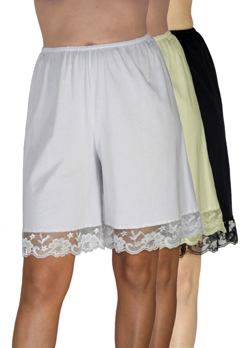 Picture of Pettipants Cotton Knit Culotte Slip Bloomers Split Skirt 9-inch Inseam 3-Pack